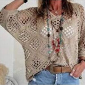 Boho Crochet Knit Top